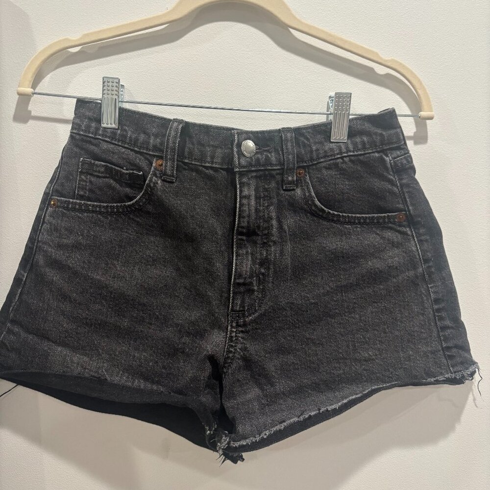 Black denim shorts